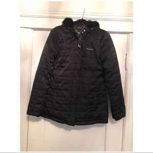 Bebe hooded fur rim jacket. Size possibly M/L